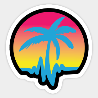 Palms and Wavs Sunset Logo Tee Sticker